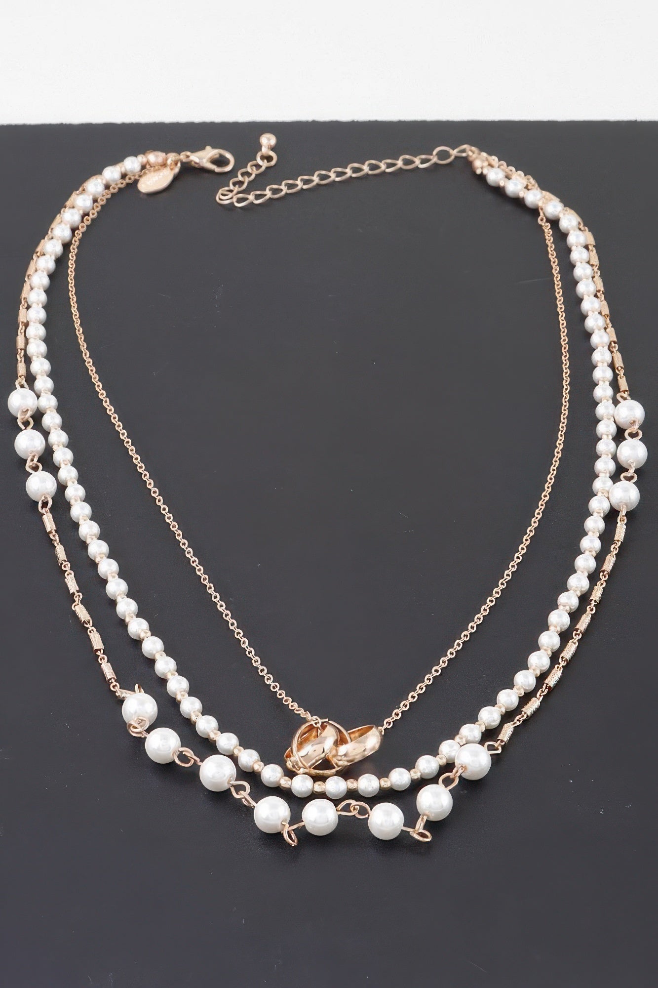 Triple Ring Beaded Necklace Secondary image