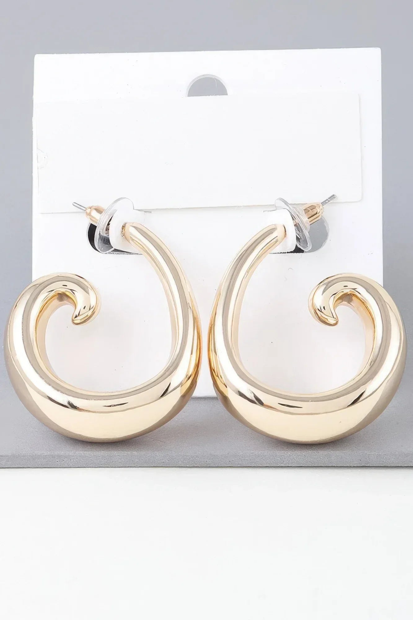 Shiny Wave Curl Hoop Earrings | Mixtshop LLC Main image