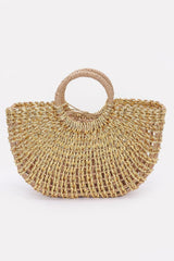 Metallic Faux Straw Tote Bag W Pouch | Mixtshop LLC