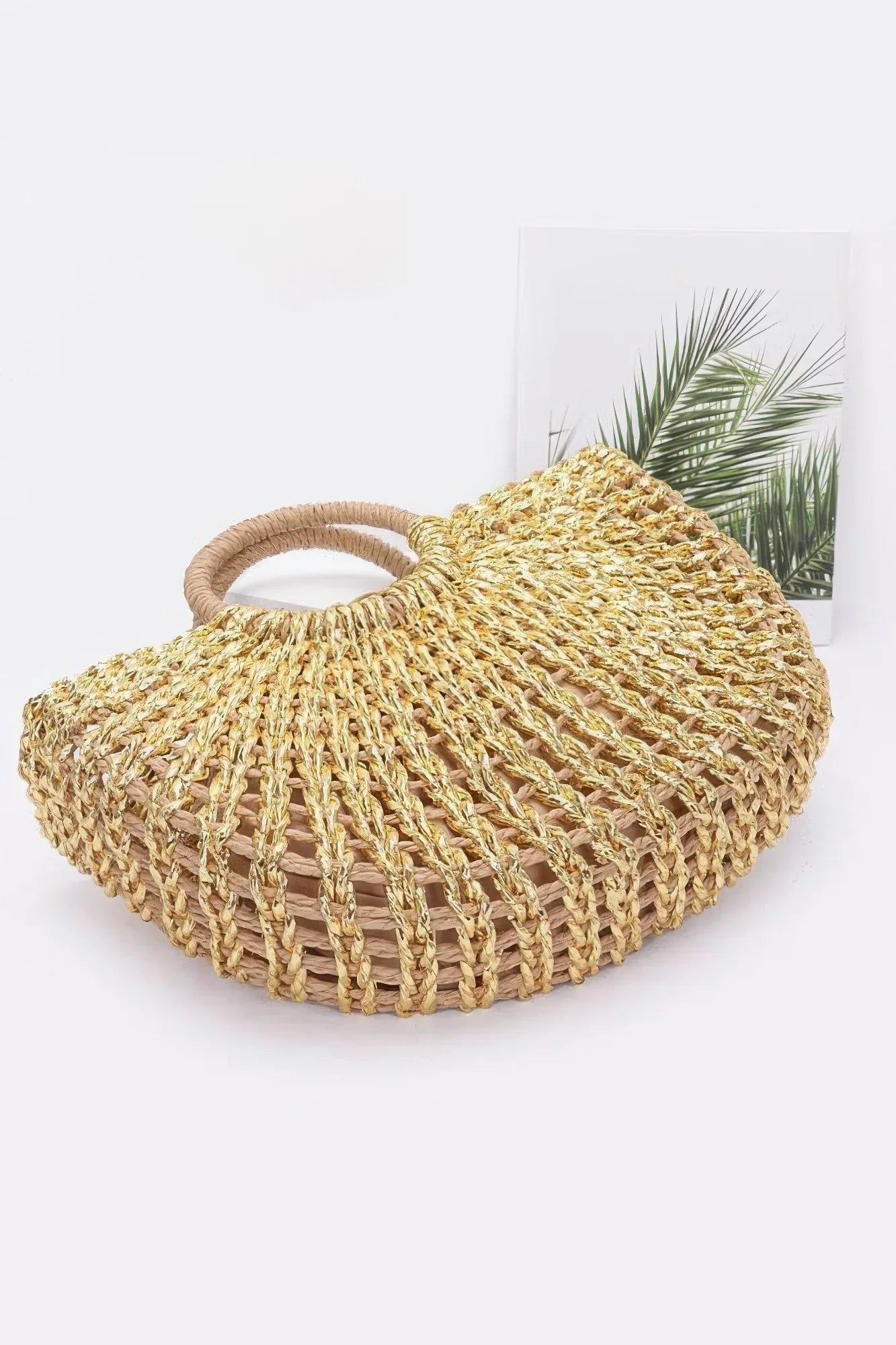 Metallic Faux Straw Tote Bag W Pouch | Mixtshop LLC