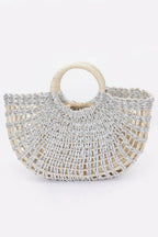 Metallic Faux Straw Tote Bag W Pouch | Mixtshop LLC