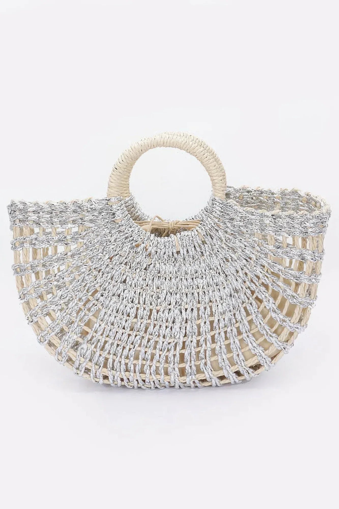 Metallic Faux Straw Tote Bag W Pouch | Mixtshop LLC