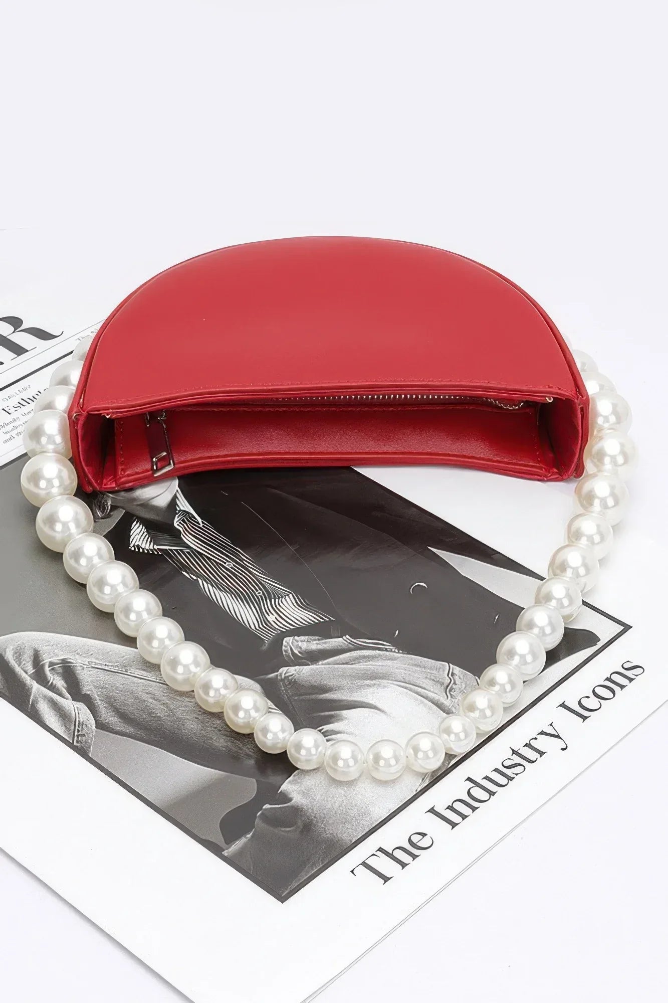 Faux Pearl Handle Half Moon Bag Secondary image