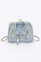Faux Denim Leather Jacket Style Crossbody Bag | Mixtshop LLC