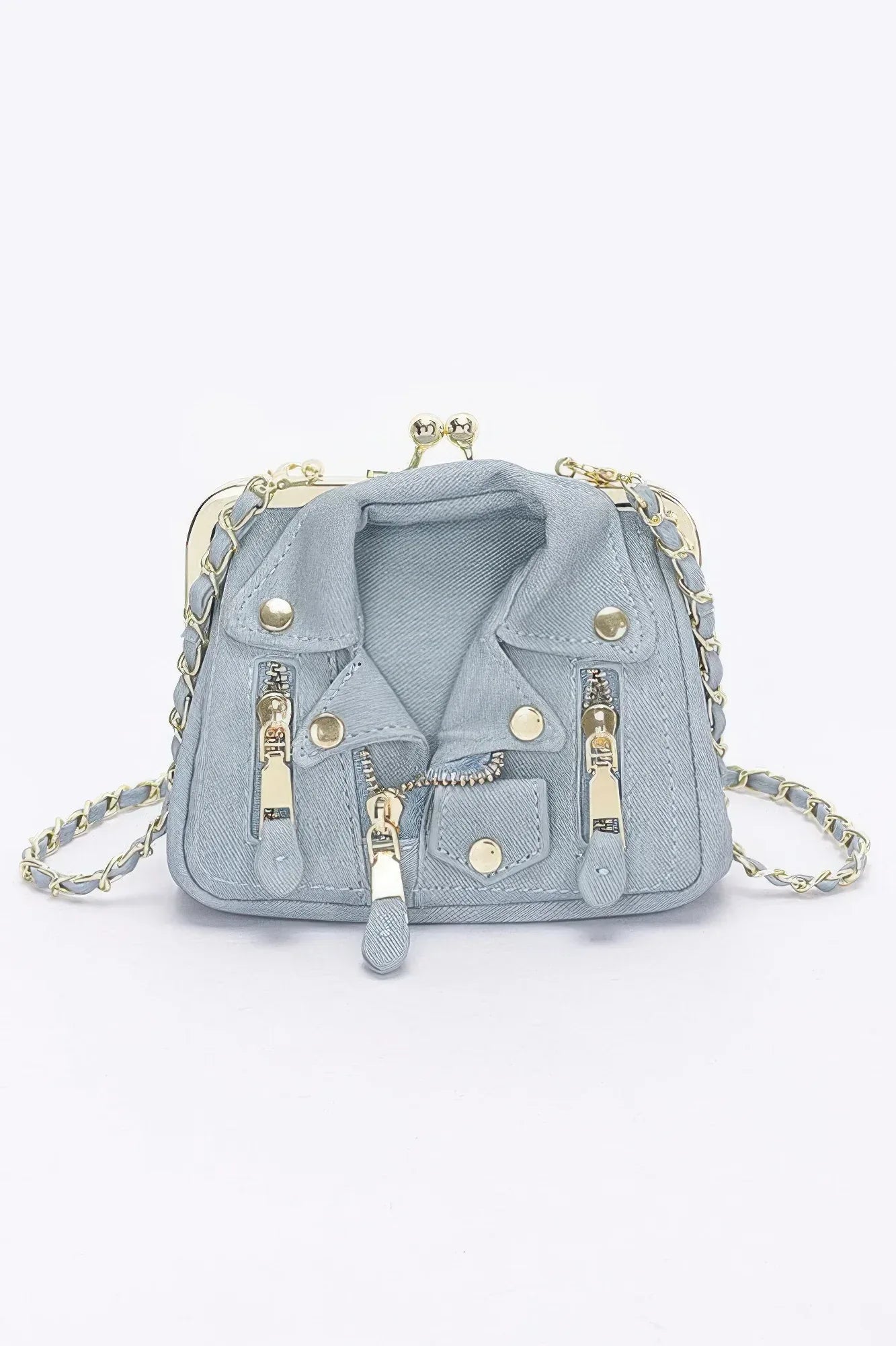 Faux Denim Leather Jacket Style Crossbody Bag | Mixtshop LLC