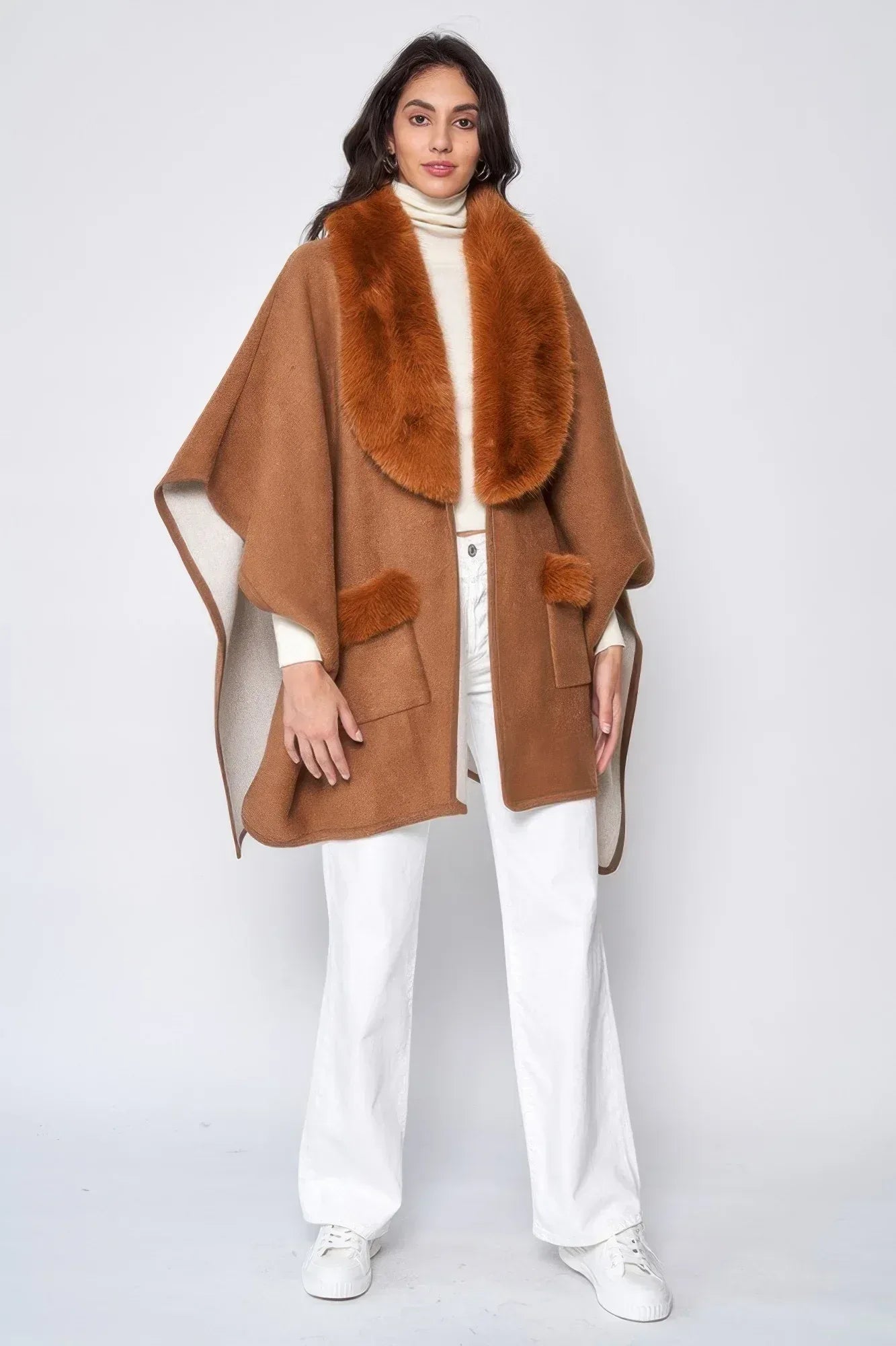 Faux Fur Collar Kimono | Mixtshop LLC Main image