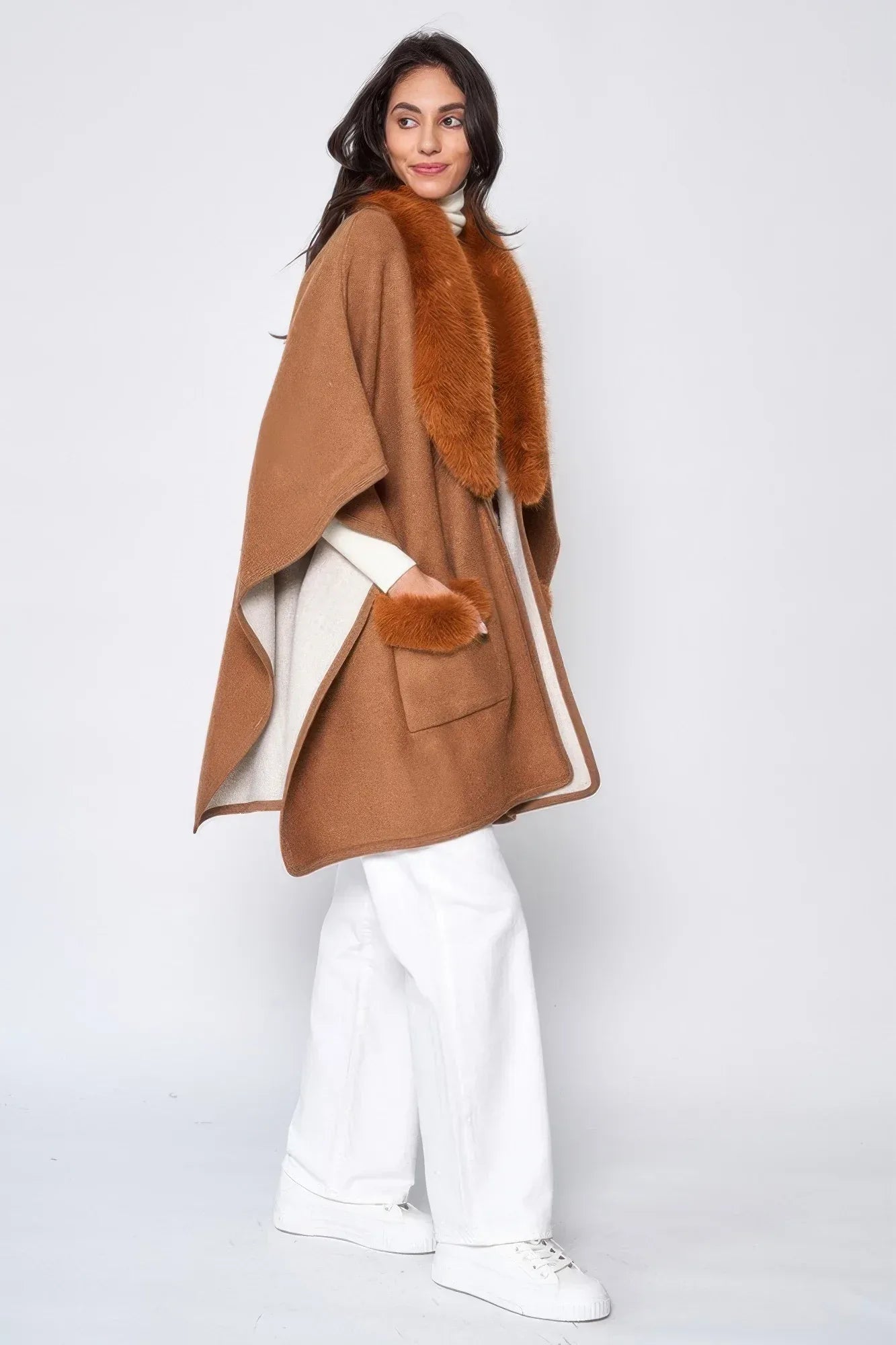 Faux Fur Collar Kimono | Mixtshop LLC
