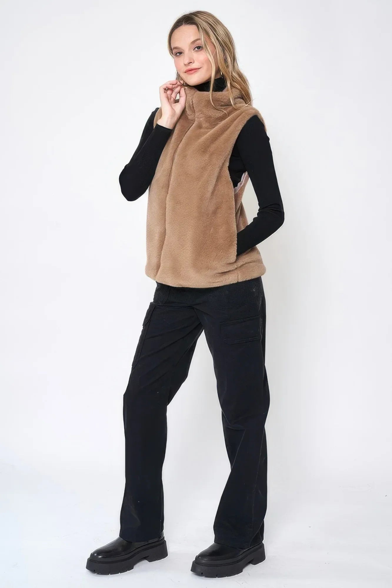 Solid Faux Fur Vest | Mixtshop LLC