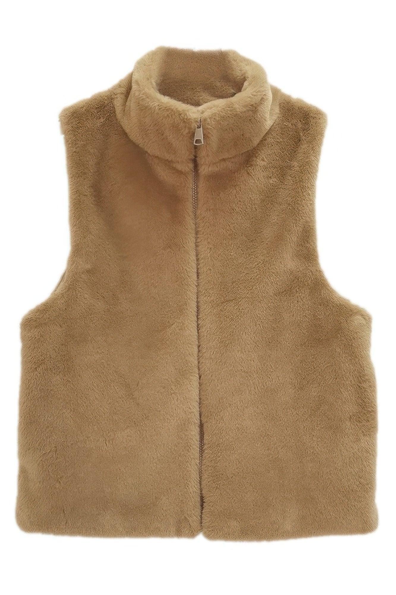 Solid Faux Fur Vest | Mixtshop LLC