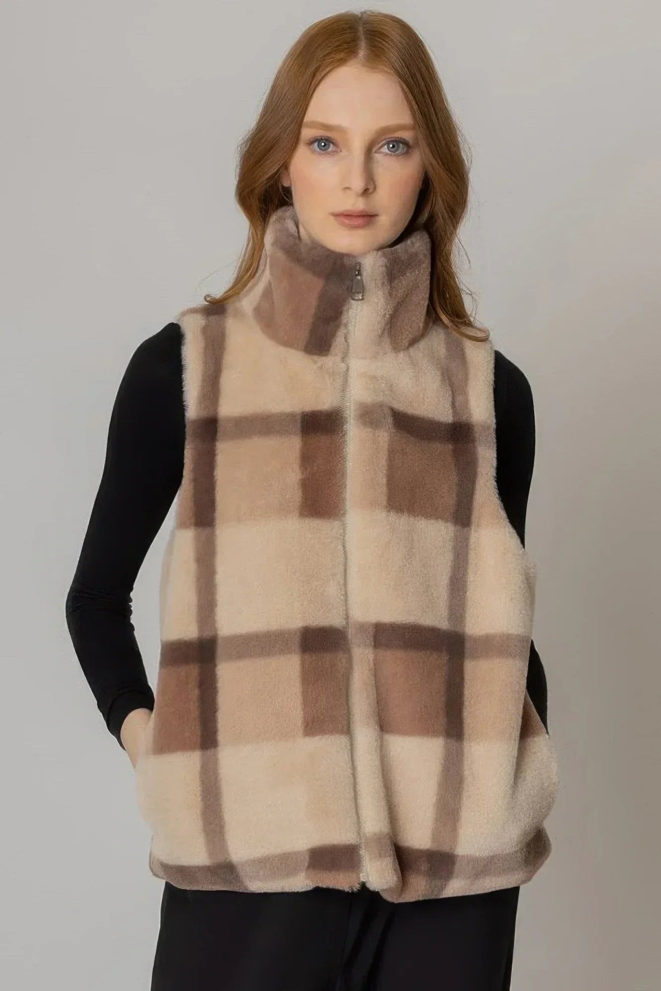 Plaid Faux Fur Vest | Mixtshop LLC