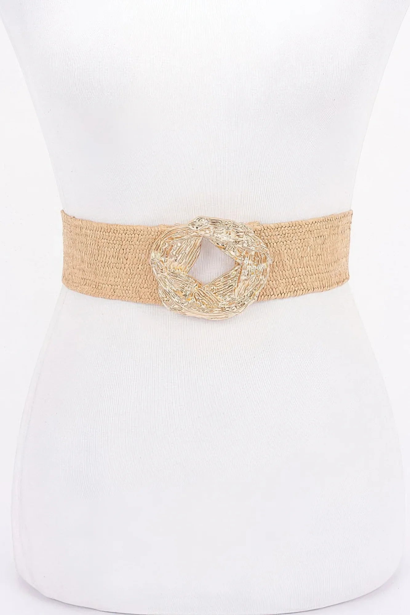 Metal Buckle Elastic Faux Straw Belt | Mixtshop LLC Main image