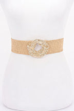 Metal Buckle Elastic Faux Straw Belt | Mixtshop LLC