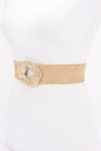 Metal Buckle Elastic Faux Straw Belt | Mixtshop LLC