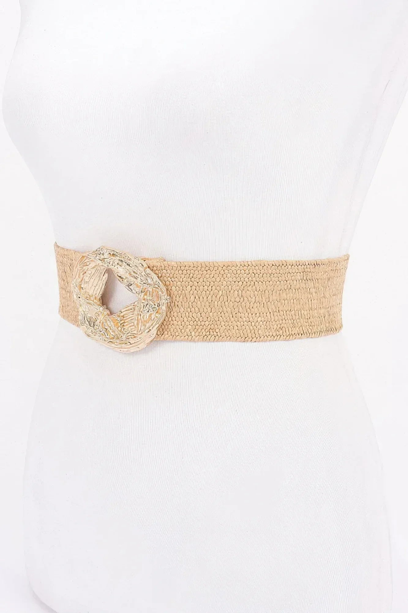 Metal Buckle Elastic Faux Straw Belt | Mixtshop LLC