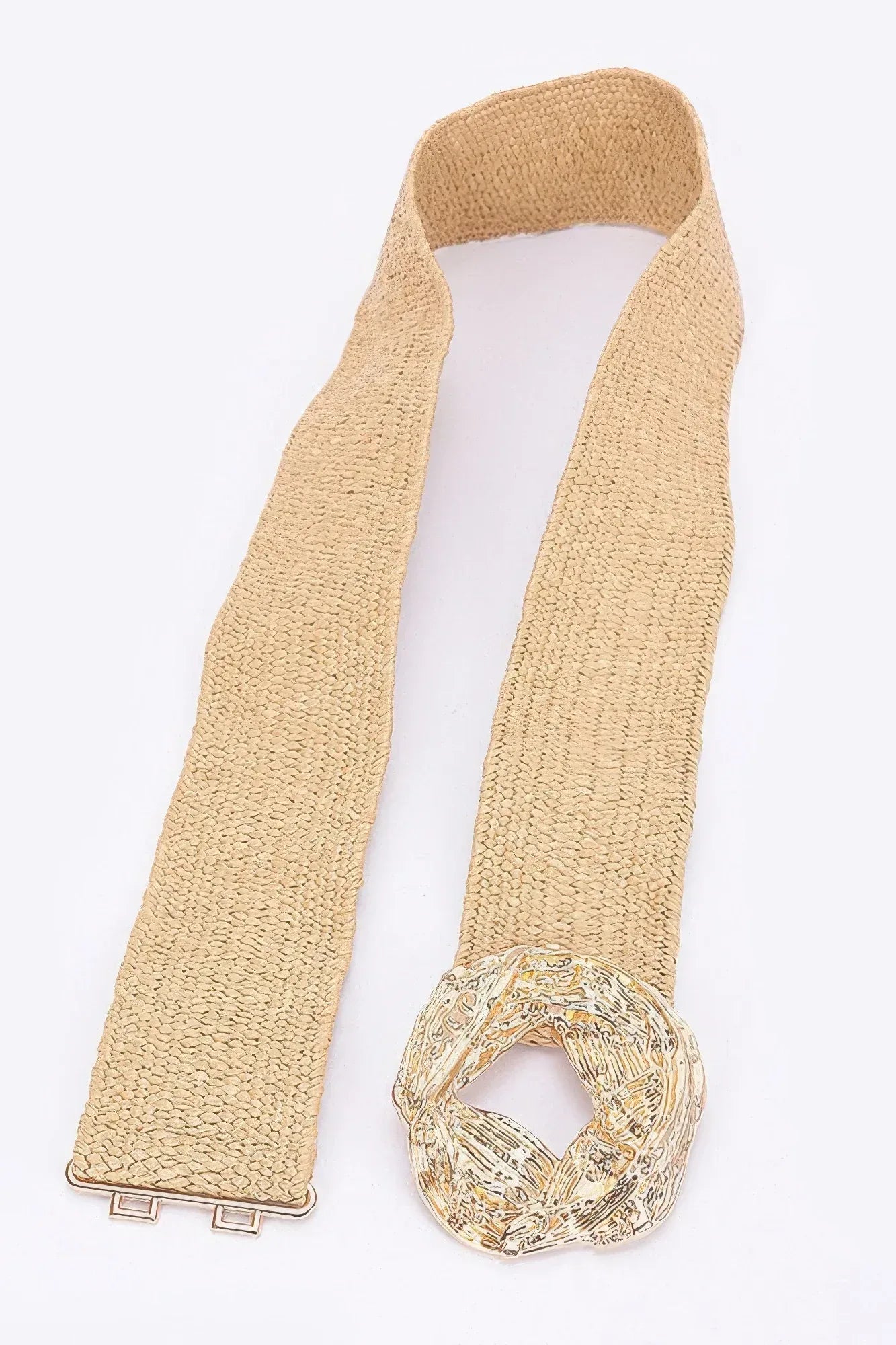 Metal Buckle Elastic Faux Straw Belt | Mixtshop LLC