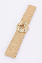 Metal Buckle Elastic Faux Straw Belt | Mixtshop LLC