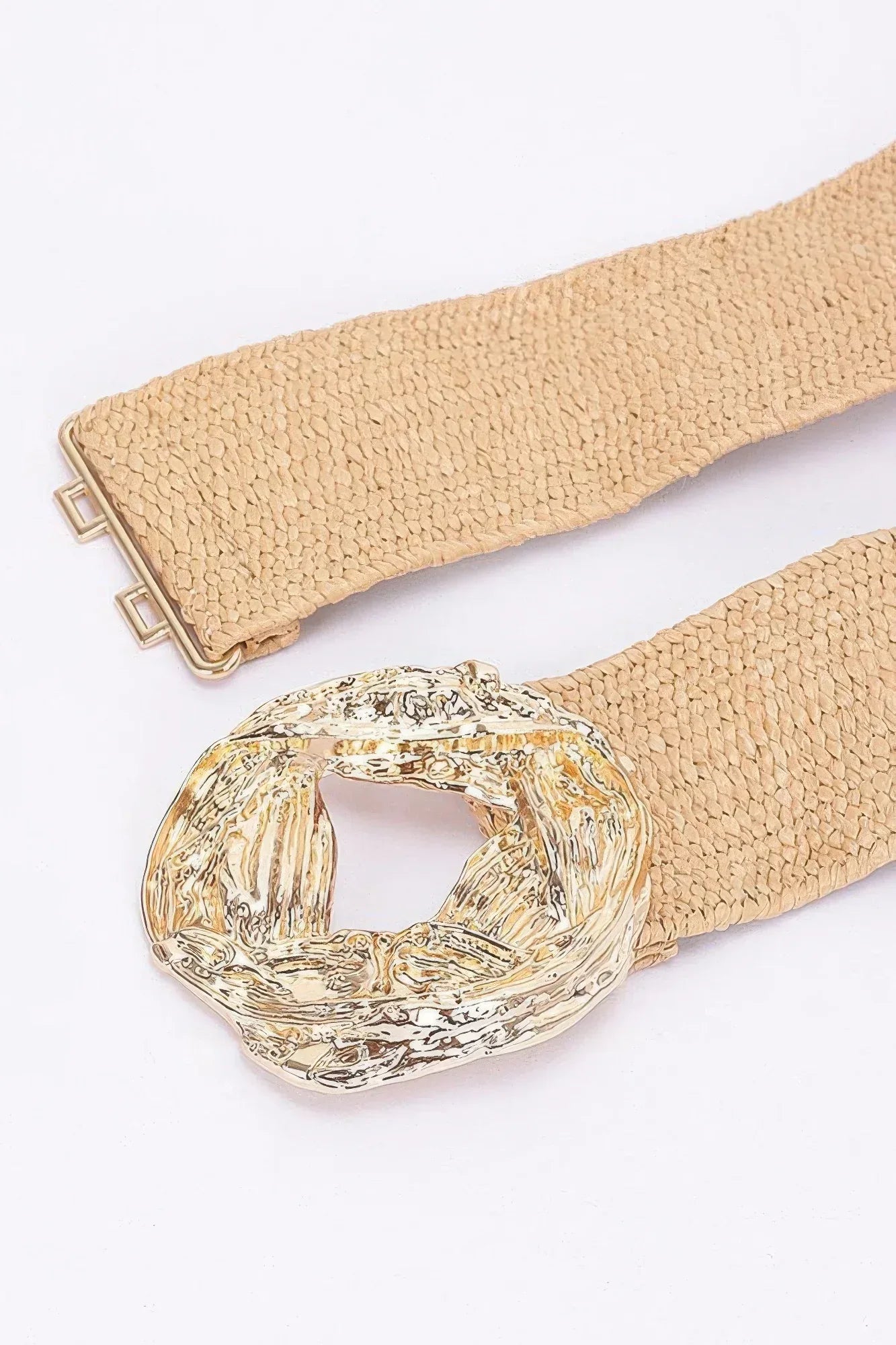 Metal Buckle Elastic Faux Straw Belt | Mixtshop LLC
