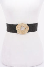 Metal Buckle Elastic Faux Straw Belt | Mixtshop LLC