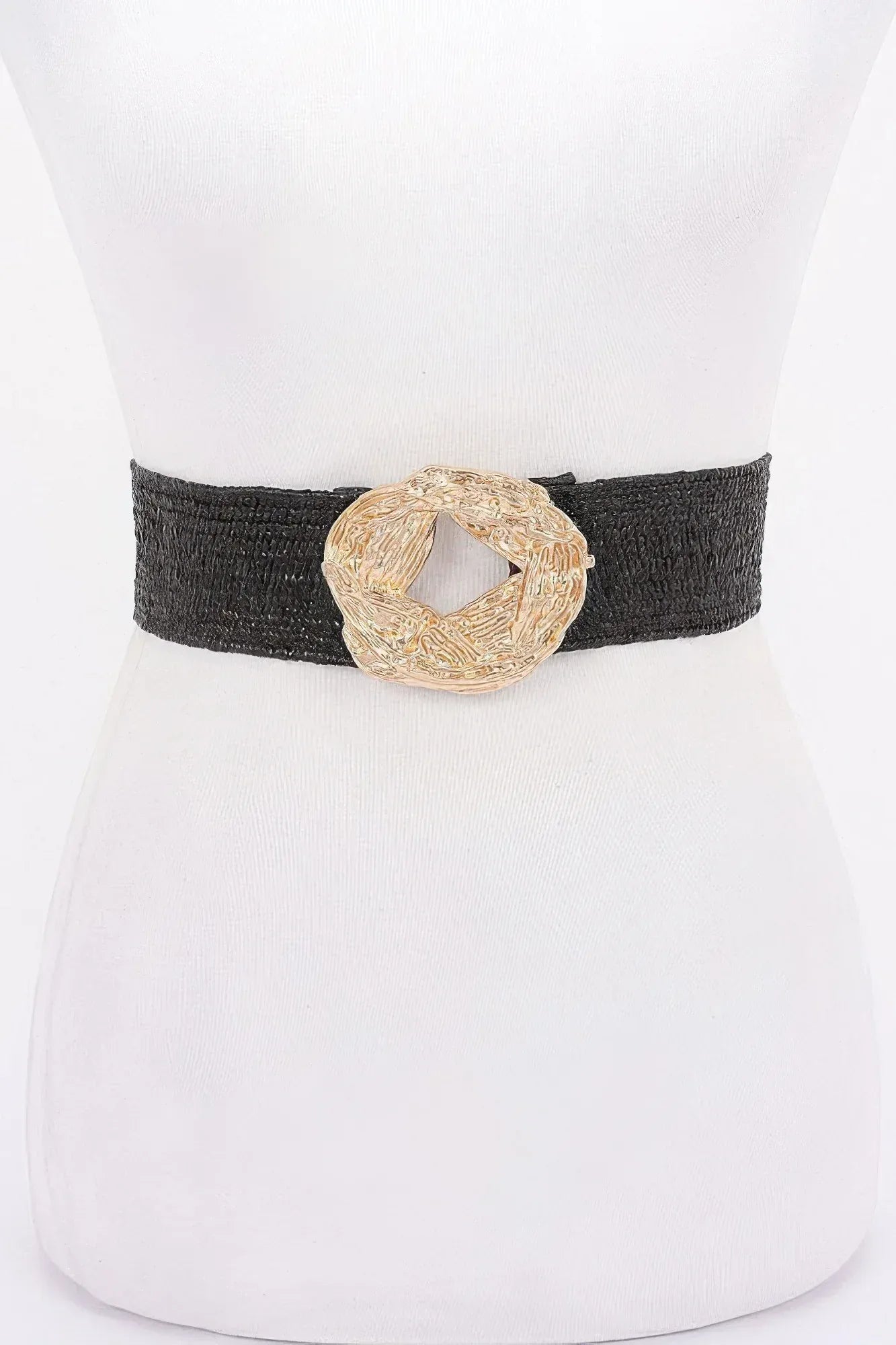 Metal Buckle Elastic Faux Straw Belt | Mixtshop LLC