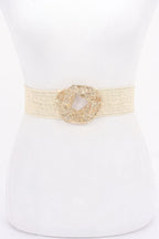 Metal Buckle Elastic Faux Straw Belt | Mixtshop LLC