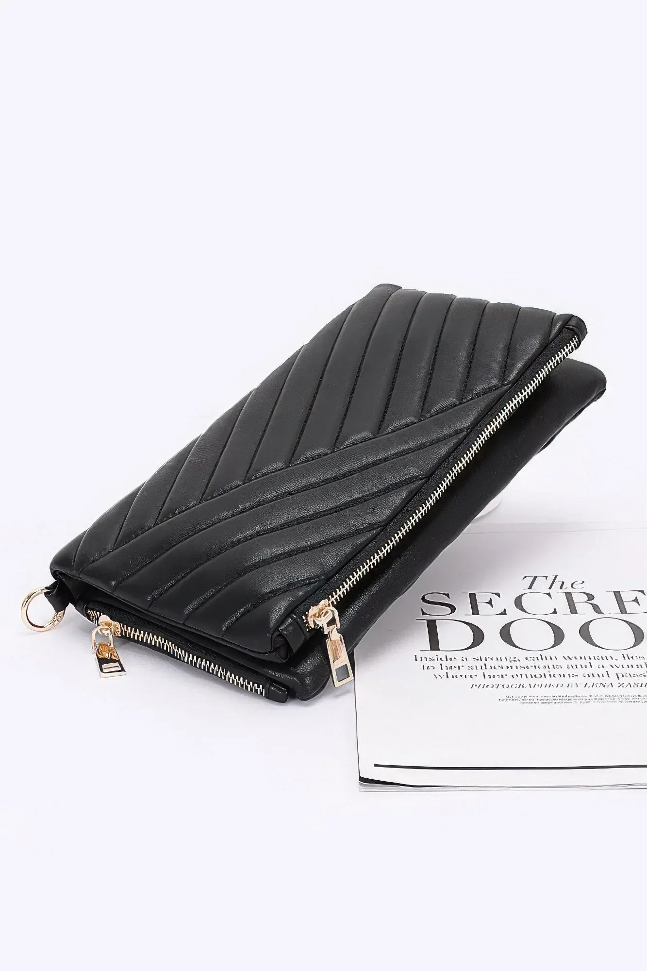 Quilted Faux Leather Half Folded Cltuch | Mixtshop LLC