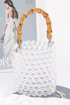 Bamboo Handle Transparent Bead Chic Tote Bag | Mixtshop LLC