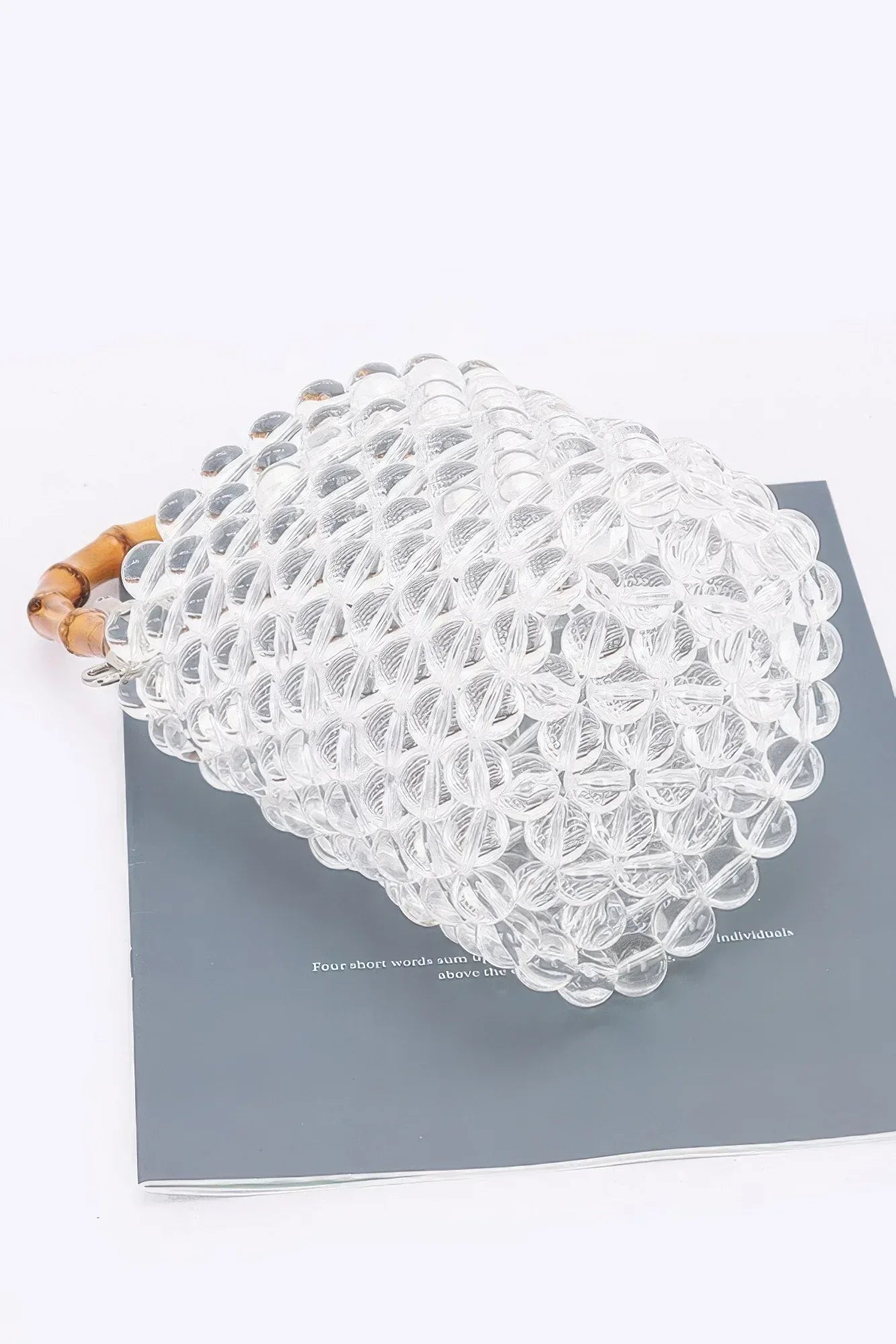 Bamboo Handle Transparent Bead Chic Tote Bag | Mixtshop LLC