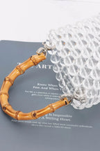 Bamboo Handle Transparent Bead Chic Tote Bag | Mixtshop LLC