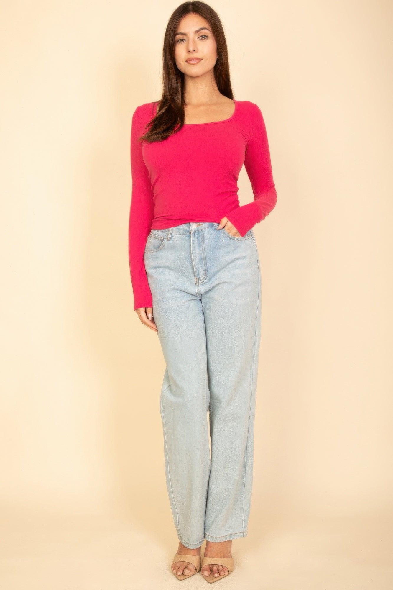 Square Neck Long Sleeve Top | Mixtshop LLC