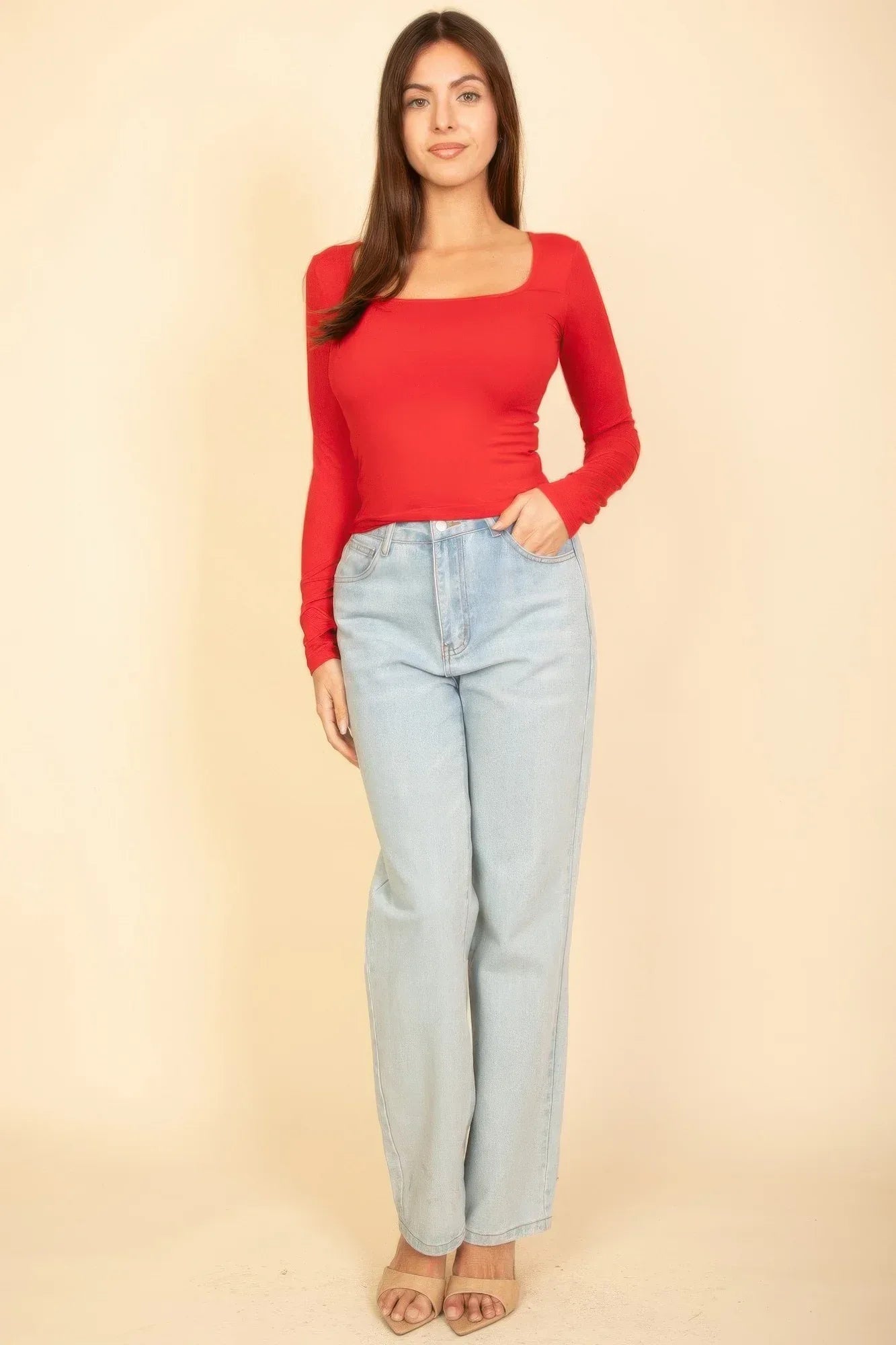 Square Neck Long Sleeve Top | Mixtshop LLC