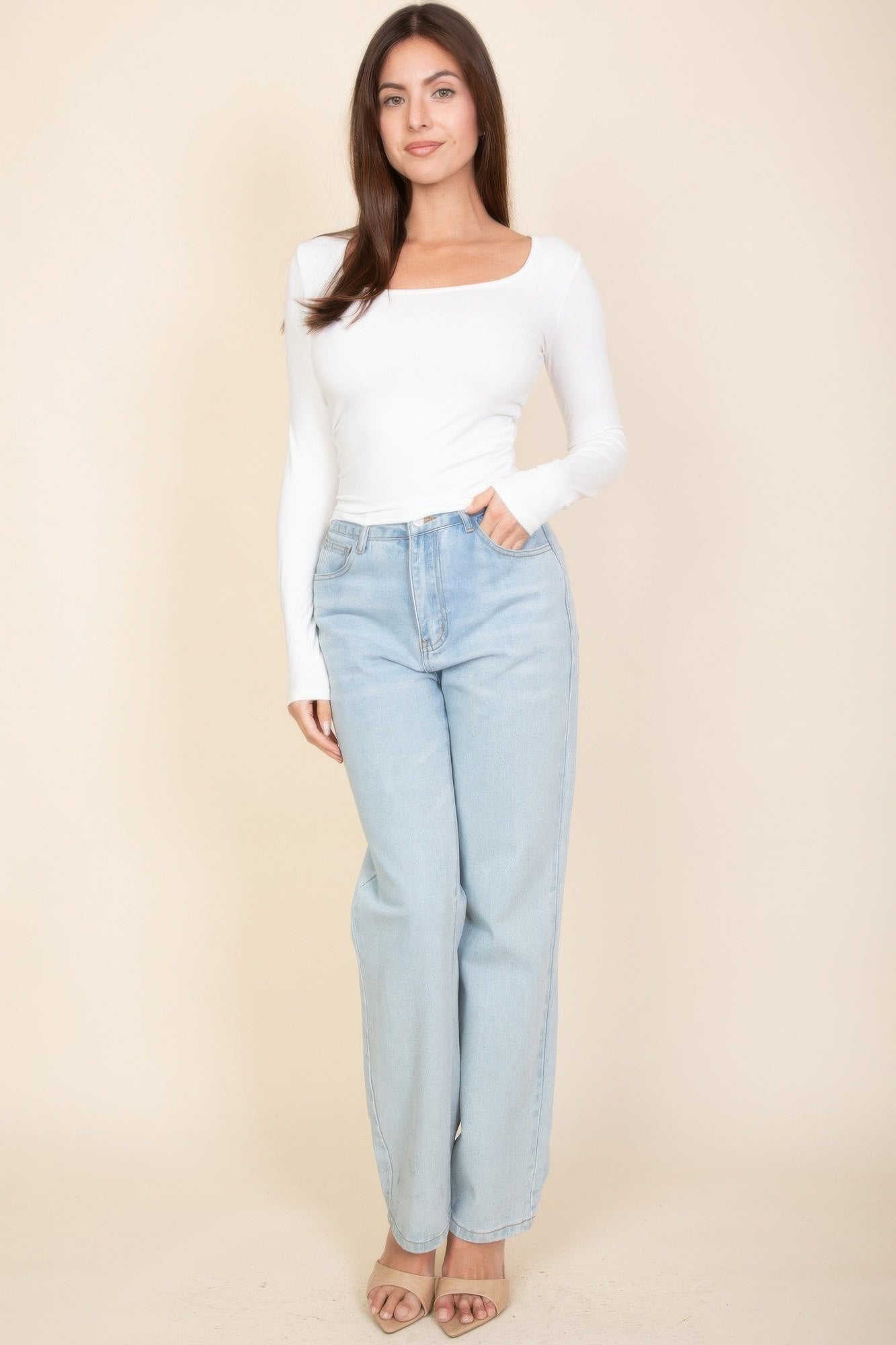 Square Neck Long Sleeve Top | Mixtshop LLC
