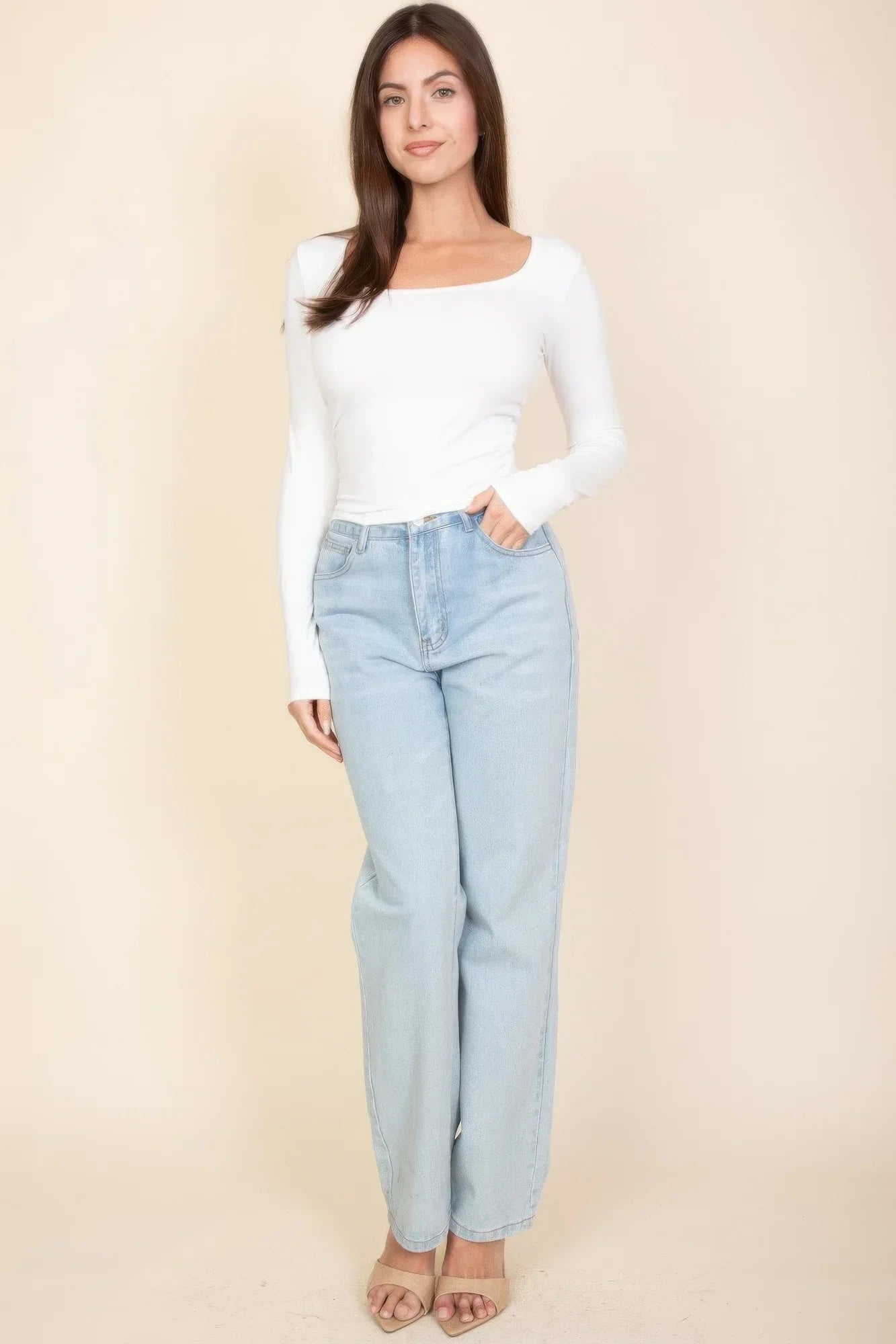 Square Neck Long Sleeve Top | Mixtshop LLC