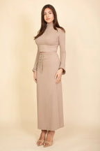 Mock Neck Bell Sleeve Crop Top & Maxi Skirt Set | Mixtshop LLC