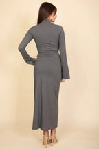 Mock Neck Bell Sleeve Crop Top & Maxi Skirt Set | Mixtshop LLC