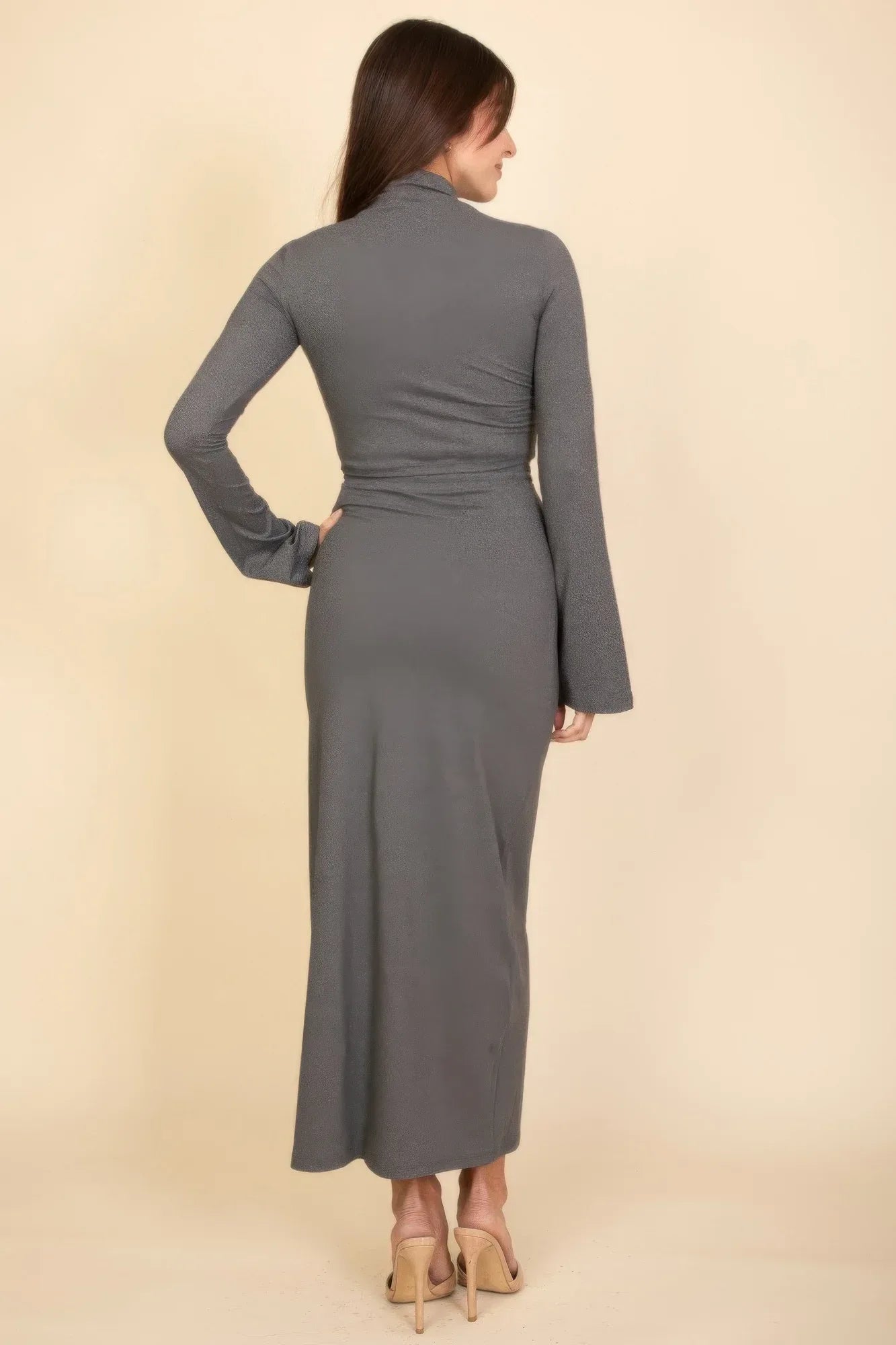 Mock Neck Bell Sleeve Crop Top & Maxi Skirt Set | Mixtshop LLC