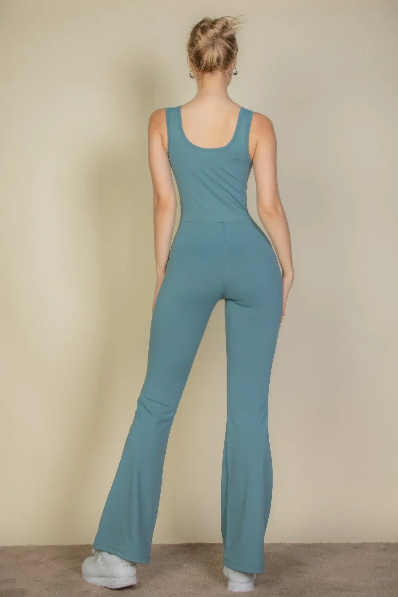 Solid Flare Leg Sports Jumpsuit | Mixtshop LLC