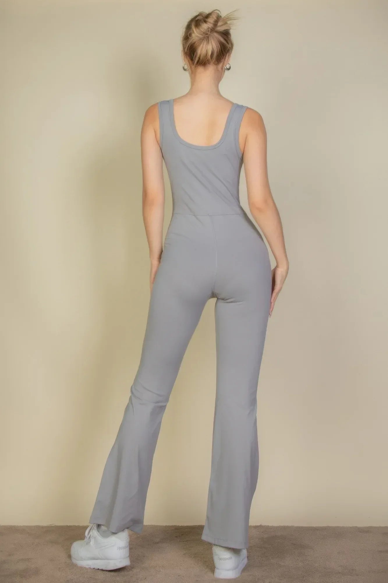 Solid Flare Leg Sports Jumpsuit | Mixtshop LLC