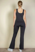 Solid Flare Leg Sports Jumpsuit | Mixtshop LLC