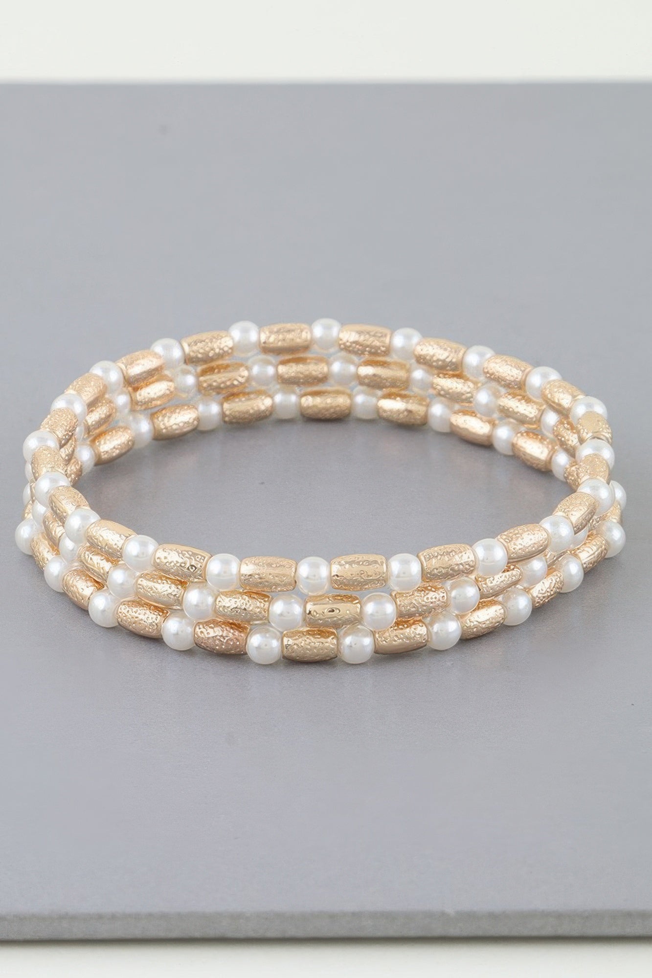 Triple Pillar Pearl Beaded Bracelet | Mixtshop LLC
