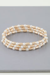 Triple Pillar Pearl Beaded Bracelet | Mixtshop LLC