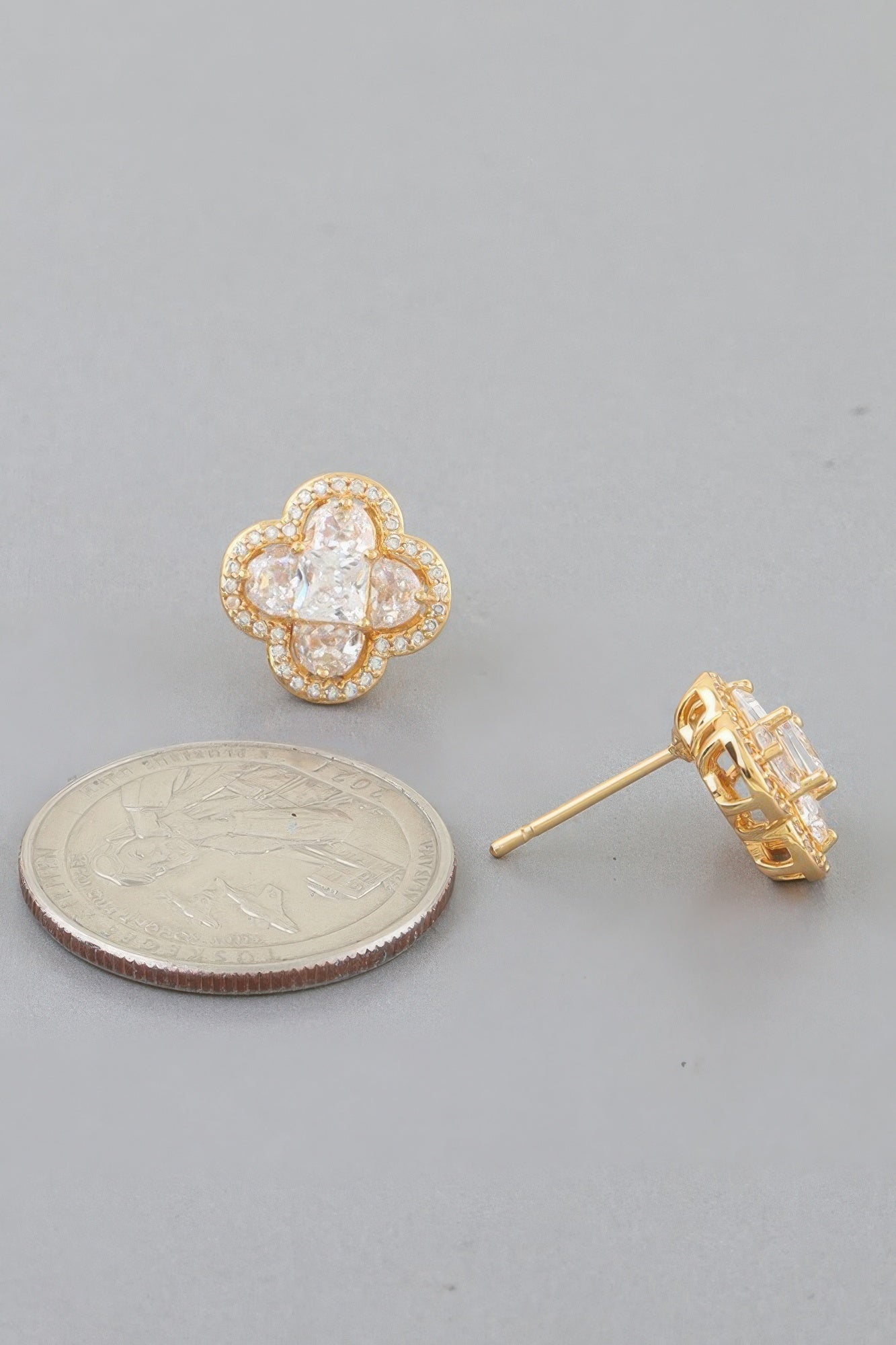 Bejeweled Cubic Zirconia Clover Stud Earrings | Mixtshop LLC