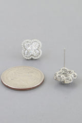 Bejeweled Cubic Zirconia Clover Stud Earrings | Mixtshop LLC