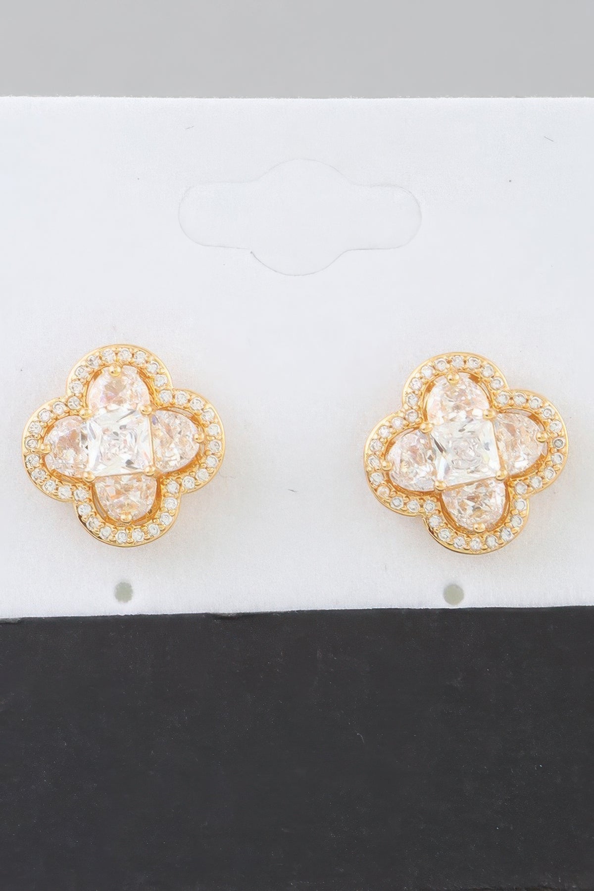 Bejeweled Cubic Zirconia Clover Stud Earrings | Mixtshop LLC