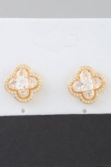 Bejeweled Cubic Zirconia Clover Stud Earrings | Mixtshop LLC