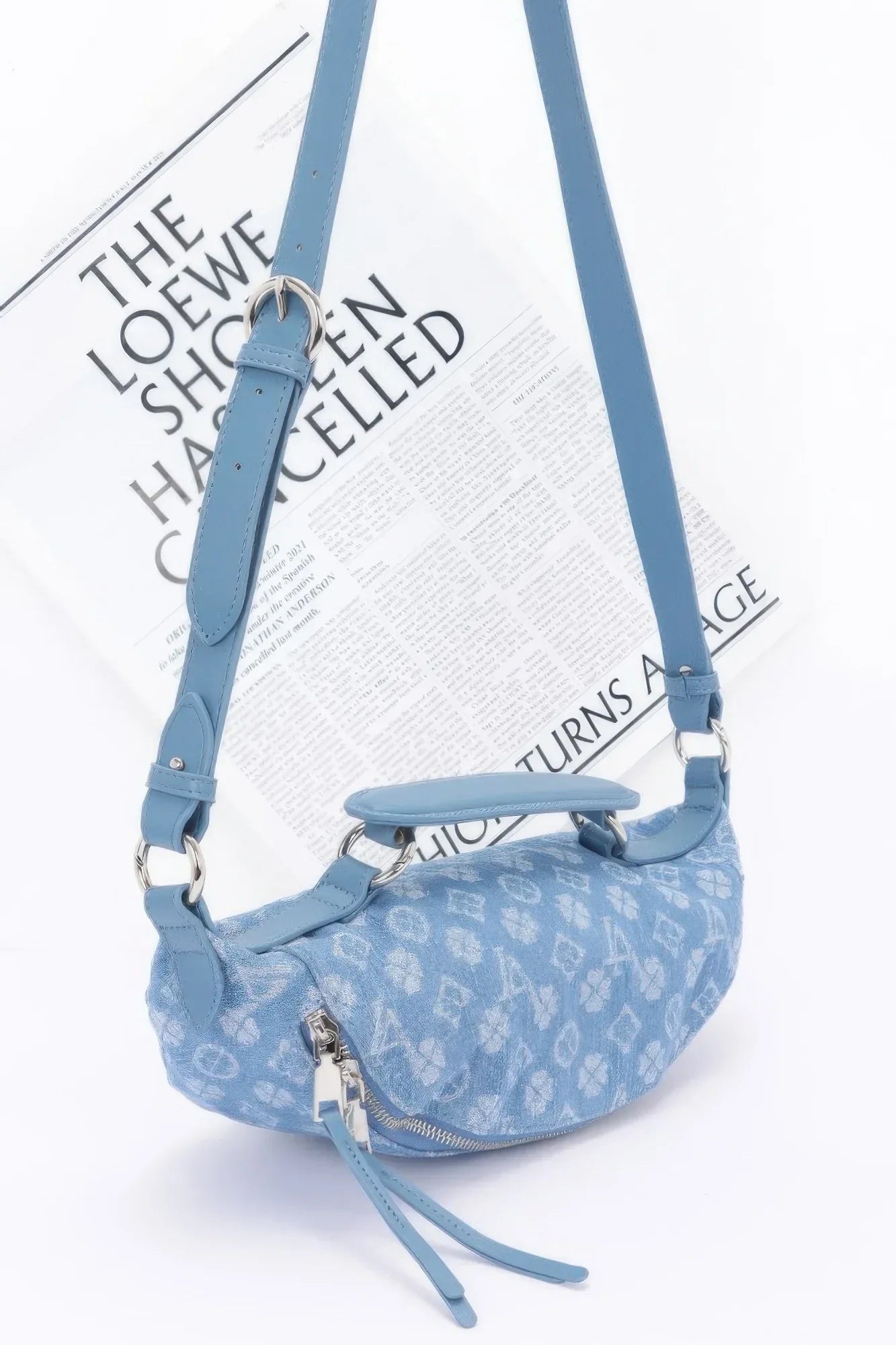 Embossed Denim Crossbody Bag Secondary image