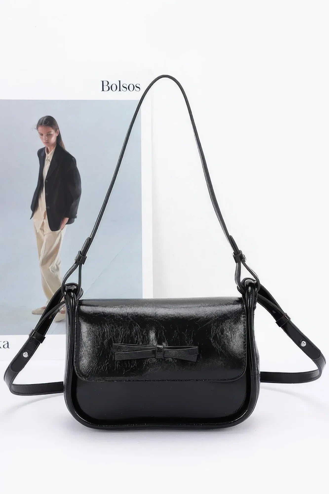 Faux Leather Bow Flap Bag | Mixtshop LLC Main image