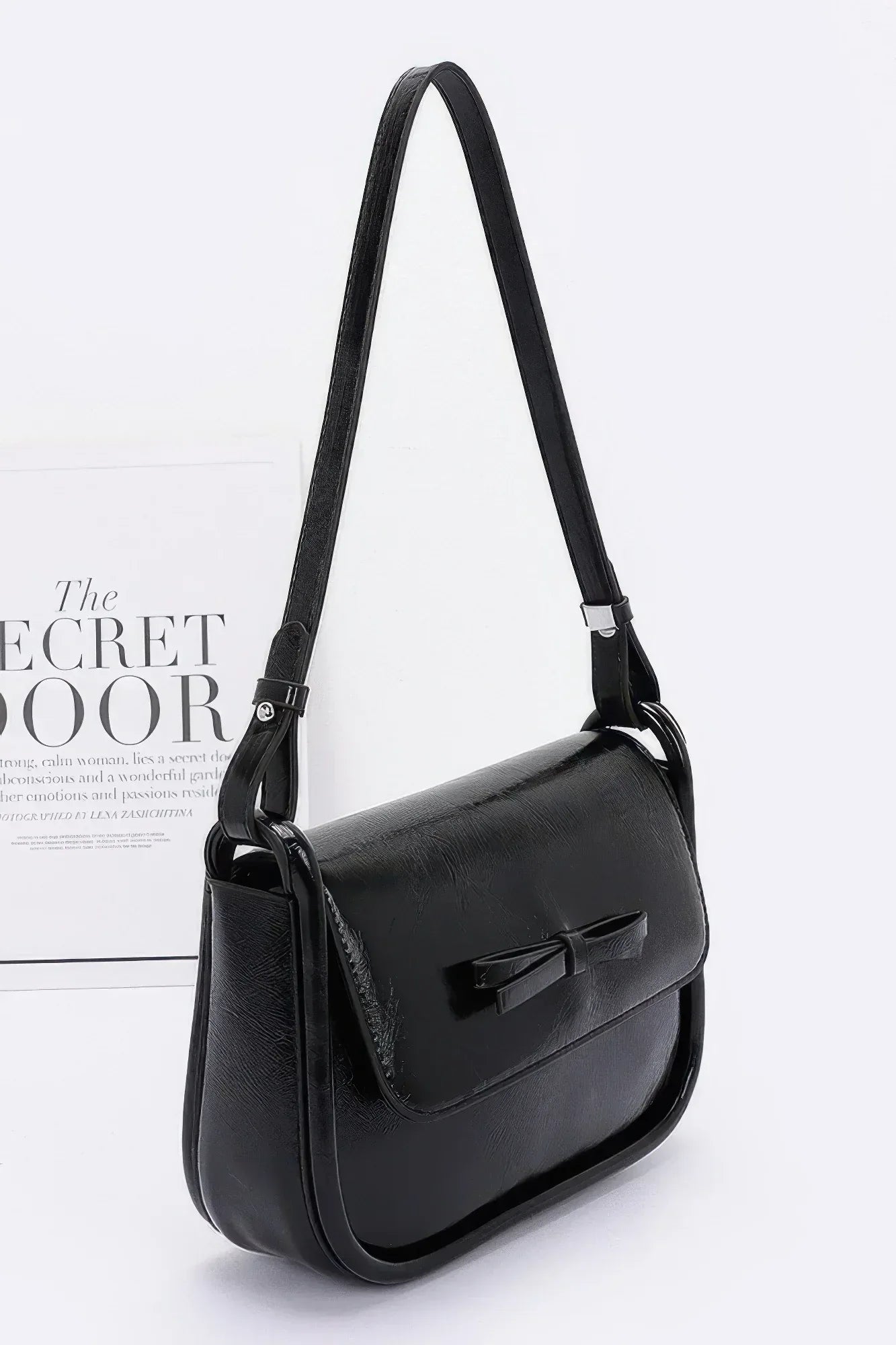 Faux Leather Bow Flap Bag Secondary image