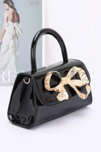 Faux Leather Metal Ribbon Top Handle Bag | Mixtshop LLC