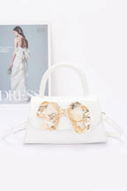 Faux Leather Metal Ribbon Top Handle Bag | Mixtshop LLC