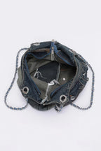 Washed Denim Double Pockets Tote Bag | Mixtshop LLC